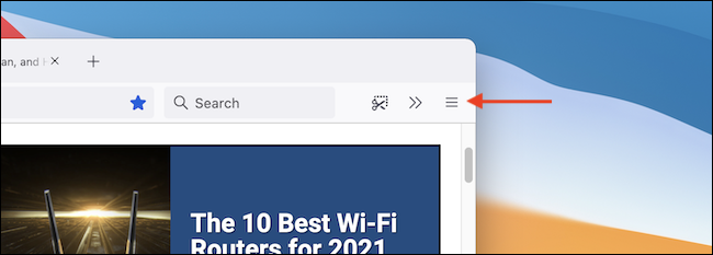 Haga clic en el botón Menú de tres líneas en la barra de herramientas de Firefox.