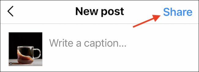 Toca "Compartir" para compartir la publicación de Instagram con los comentarios deshabilitados.