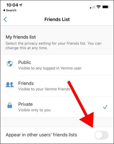 Venmo no aparecerá en la lista de amigos de otros usuarios