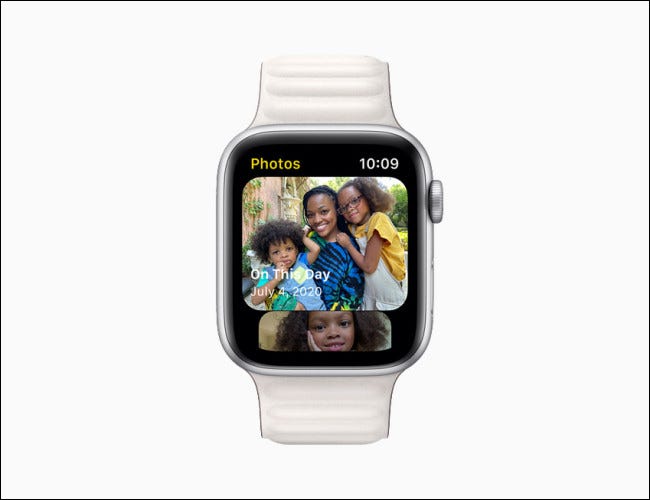 Apple Watch que muestra la aplicación Fotos de watchOS 8.