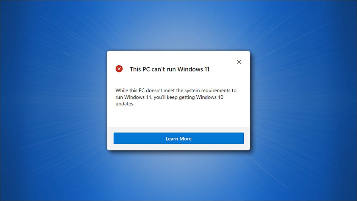 La ventana "Esta PC no puede ejecutar Windows 11" de PC Health Check