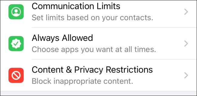 Restricciones de contenido y privacidad para iOS / iPadOS