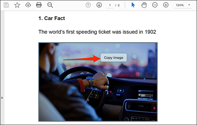 Haga clic con el botón derecho en la imagen en un PDF y seleccione "Copiar imagen" en Acrobat Reader.