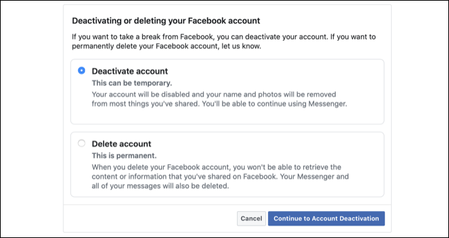 Desactivar cuenta de Facebook