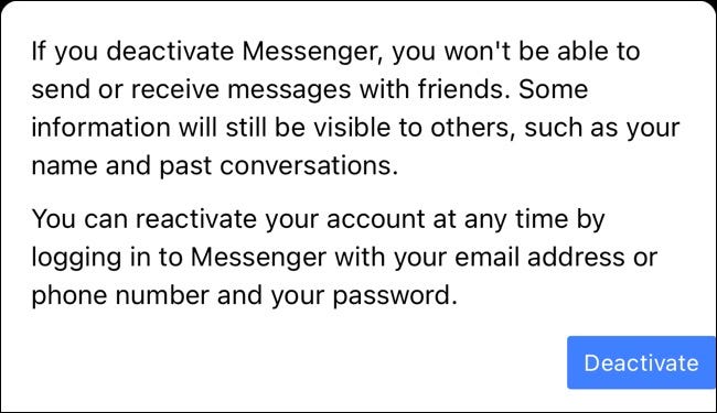 Botón Desactivar para Facebook Messenger