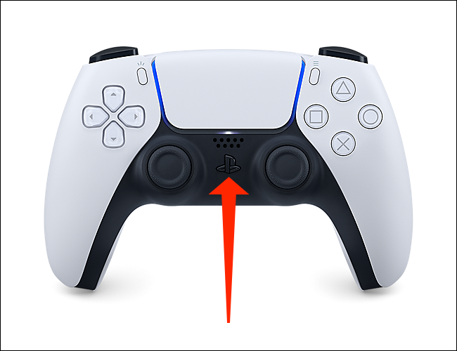 El botón PlayStation en el controlador DualSense