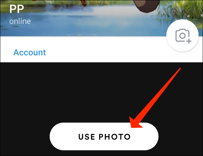 Toca "Usar foto" para seleccionar una imagen de la lista de reproducción de Spotify en Android.