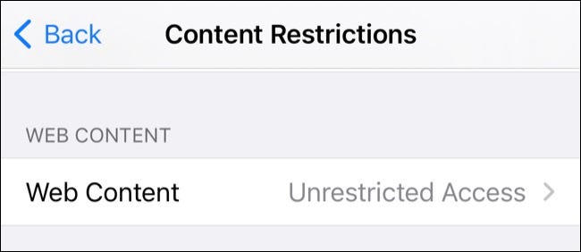 Restricciones de contenido web en iOS / iPadOS