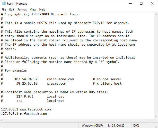 Editar archivo de hosts en Windows 10