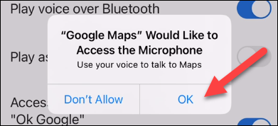 Otorga permiso a la aplicación para usar el micrófono de tu iPhone presionando el botón "Aceptar".