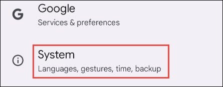 Desplácese hacia abajo y seleccione "Sistema".
