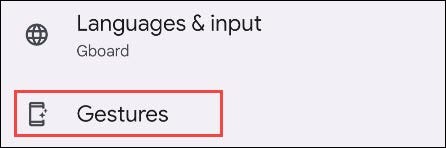 Ahora seleccione "Gestos".