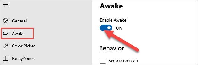 Seleccione "Despertar" en el menú de la barra lateral y active "Habilitar Despertar".