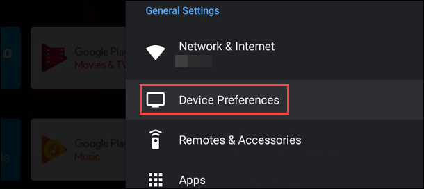 Desplácese hacia abajo en el menú Configuración y seleccione "Preferencias del dispositivo".