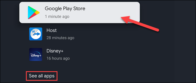 Busque "Google Play Store" en la lista.  Es posible que deba seleccionar "Ver todas las aplicaciones".