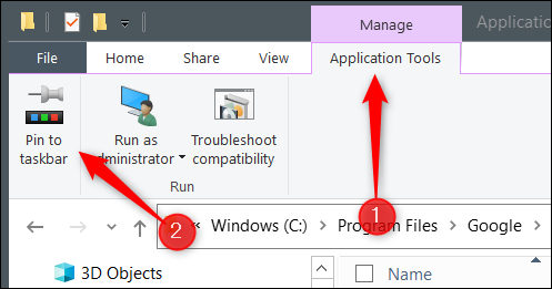 Haga clic en "Herramientas de la aplicación" y luego seleccione "Anclar a la barra de tareas".
