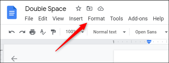 Haga clic en "Formato" en la barra de menú de Google Docs.