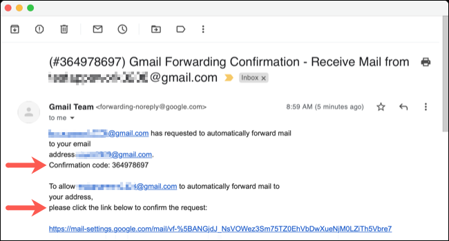 Correo electrónico del equipo de Gmail para reenviar