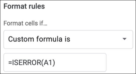 Ingrese la fórmula personalizada para errores