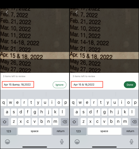 Editar datos de una imagen en Excel Mobile