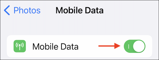 Toque la palanca junto a la opción "Datos móviles" o "Datos móviles" para habilitar la función. 