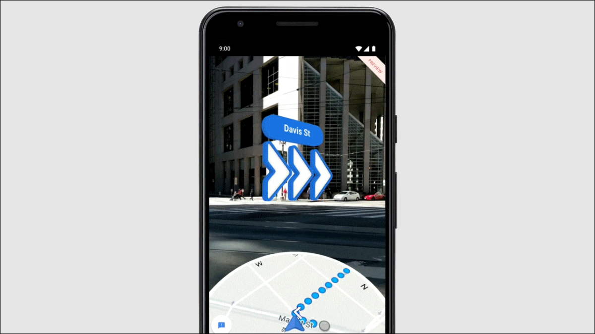 Direcciones para caminar de Google Maps AR.