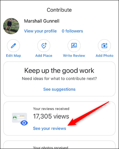 Toca el botón "Ver tus reseñas".