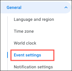 Elija la configuración del evento en Google Calendar