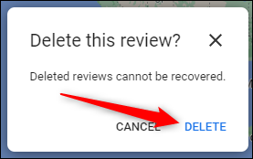 Haga clic en el botón "Eliminar" para eliminar la revisión.