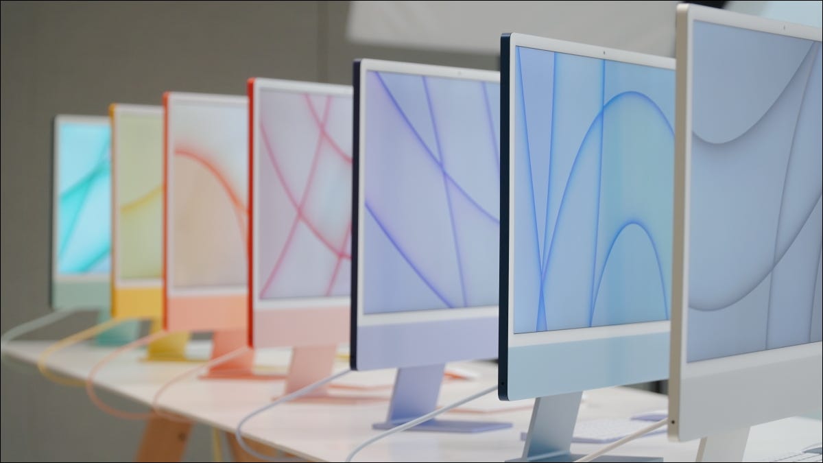 different colored imacs lined up