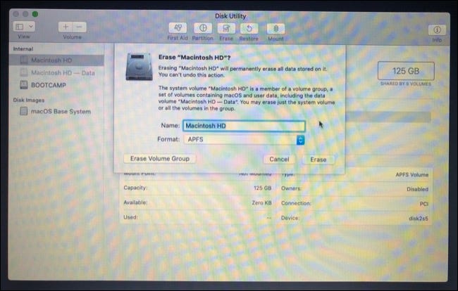 Borrar partición en el modo de recuperación / instalación de macOS