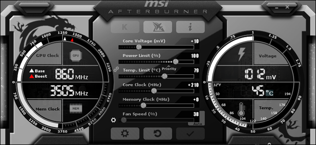 La interfaz MSI Afterburner