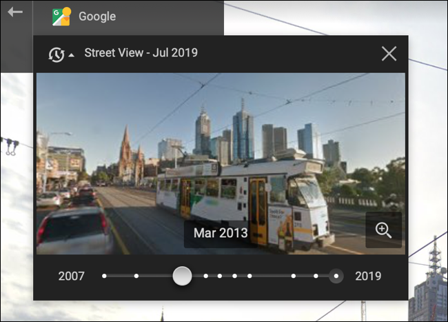 Arrastra el control deslizante para ver imágenes antiguas o nuevas de Street View