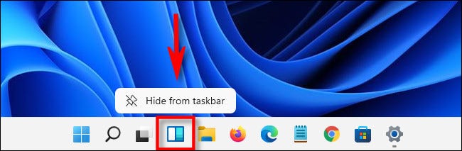 Para ocultar el botón de widgets en Windows 11, haga clic con el botón derecho en el botón y seleccione "Ocultar de la barra de tareas".