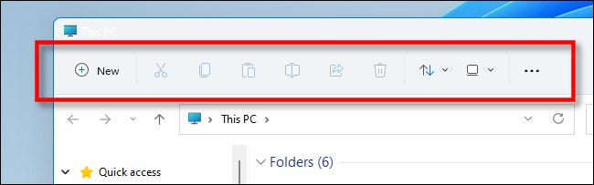 La nueva barra de herramientas en el Explorador de archivos de Windows 11
