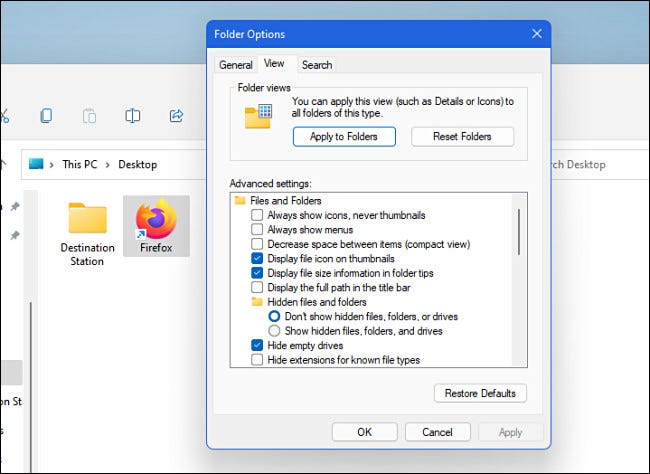 Opciones del Explorador de archivos de Windows 11
