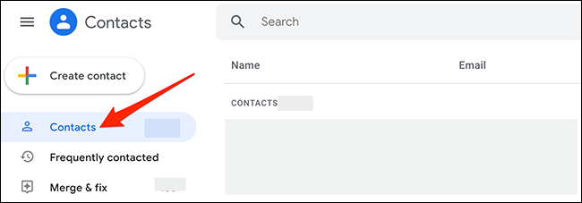 Seleccione "Contactos" en Contactos de Google.