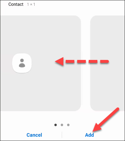 Desplácese de izquierda a derecha para elegir un widget, luego toque "Agregar".