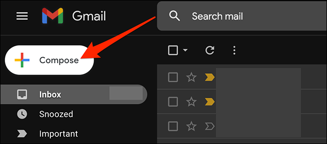 Seleccione "Redactar" en el sitio de Gmail.