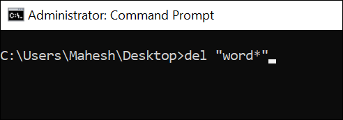 Utilice el comando "del" para eliminar archivos con determinadas palabras del símbolo del sistema.