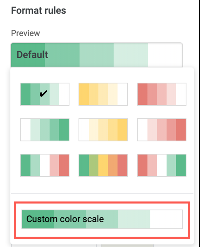 Haga clic en Escala de color personalizada