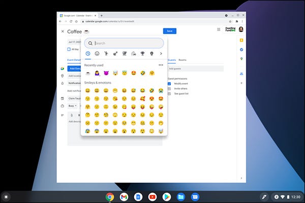 Selector de emojis de Chromebook