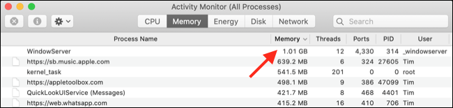 Administrar el uso de memoria en Activity Monitor para macOS
