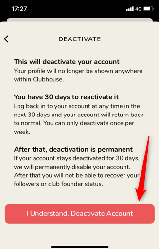 Toca "Entiendo. Desactivar cuenta".