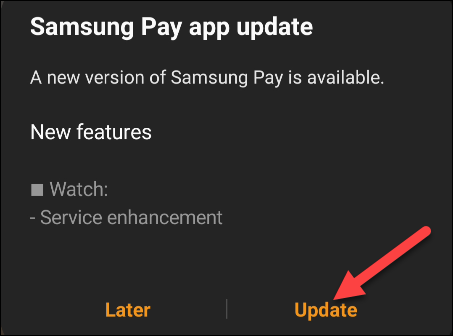 actualizar samsung pay