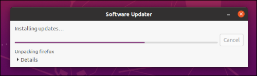 Actualizador de software de Ubuntu instalando actualizaciones de paquetes