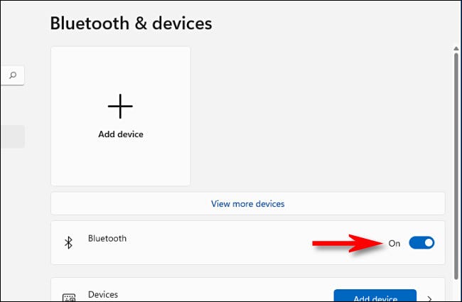 En la configuración de Windows, cambie "Bluetooth" a "Activado".