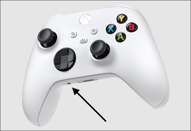Ubicación del conector de audio en un controlador Xbox Series X | S