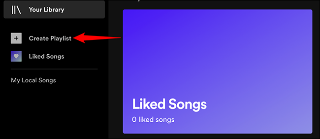 Haz clic en "Crear lista de reproducción" en Spotify.