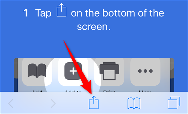 Seleccione "Compartir" en Safari en un iPhone.